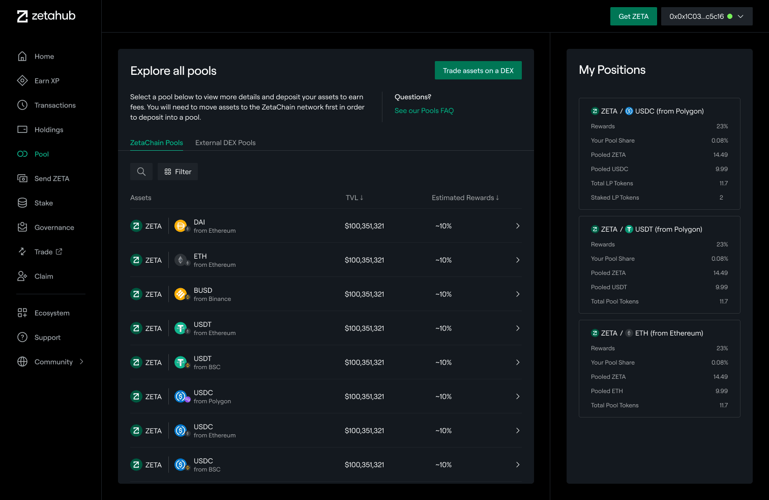 ZetaChain Pools